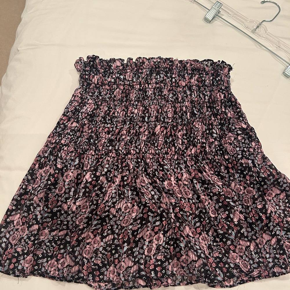 Zara Pink Smocked Skater Mini Skirt